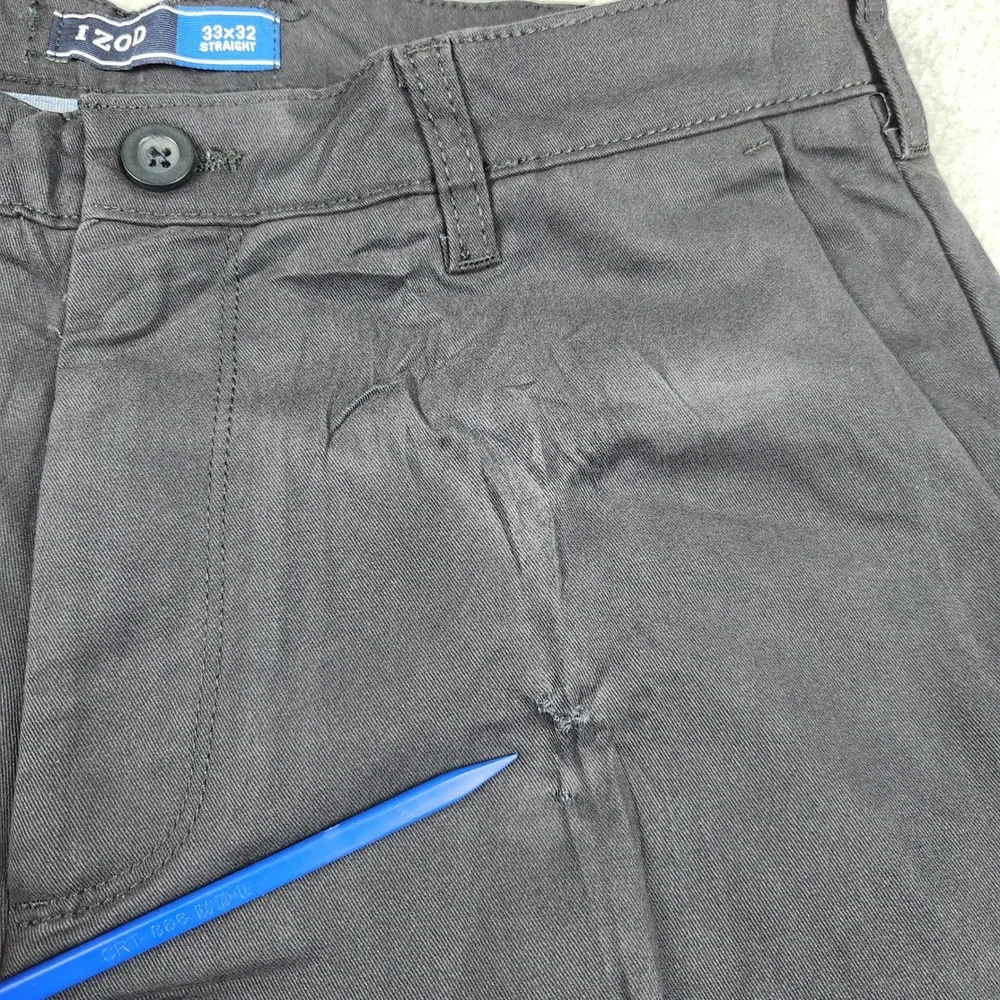 IZOD Pants Mens 33x32 Navy Performance Stretch Straight Fit Chino 46IZAGC05R-411